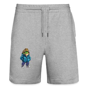 Frog Funny Winter - Stanley/Stella Trainer Unisex Organic Jogging Shorts - heather grey - Front - Nik (191cm) & Marisol (170cm)