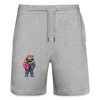Faultier Lustig Winter - Stanley/Stella Unisex Bio Joggingshorts Trainer  - Grau meliert - Vorne - Nik (191cm) & Marisol (170cm)