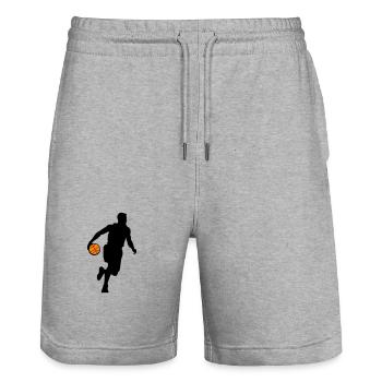 Symbole Joueur De Basket-Ball Joueur Homme - Short de jogging bio TRAINER Stanley/Stella unisexe - gris chiné - Devant - Nik (191cm) & Marisol (170cm)