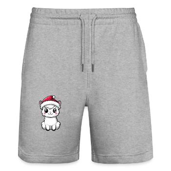 Alpaca Llama Christmas Cute - Stanley/Stella Trainer Unisex Organic Jogging Shorts - heather grey - Front - Nik (191cm) & Marisol (170cm)