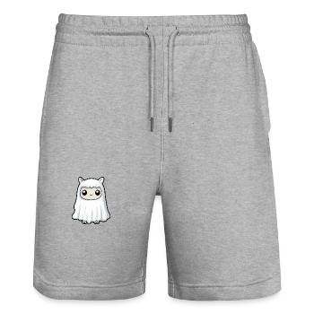 Alpaka Llama Halloween Lustig Geist - Stanley/Stella Unisex Bio Joggingshorts Trainer  - Grau meliert - Vorne - Nik (191cm) & Marisol (170cm)