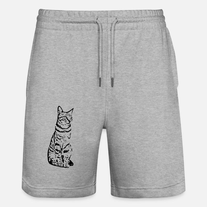 Chat noir - Short de jogging bio TRAINER Stanley/Stella unisexe - gris chiné