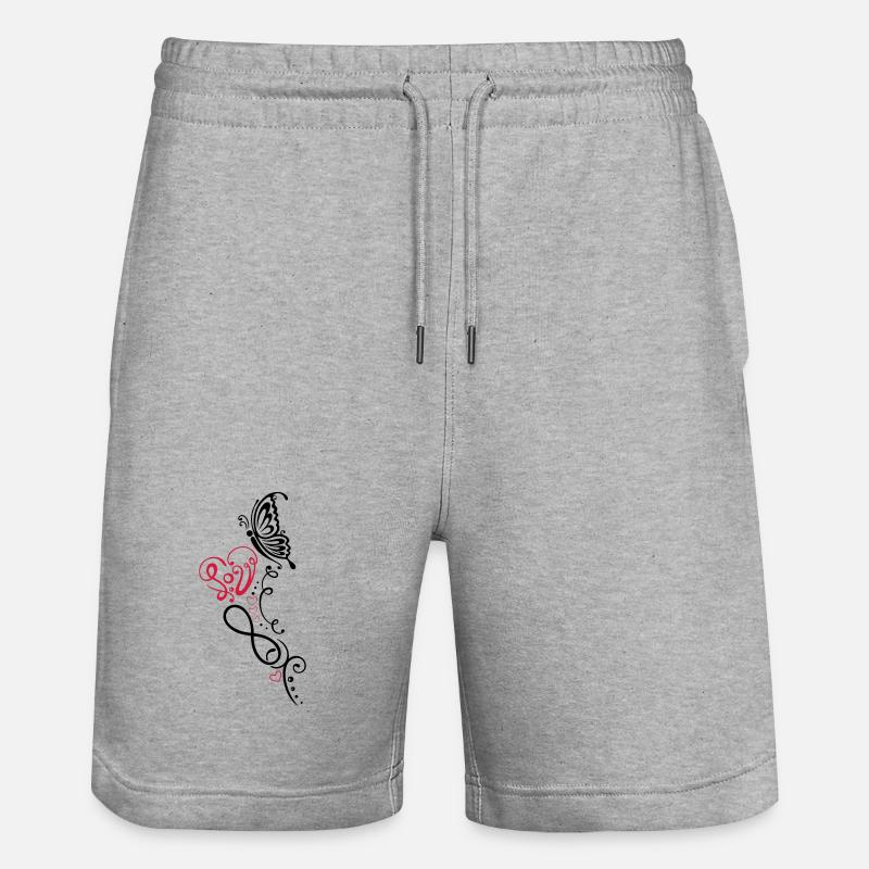 Herz mit Schmetterling, infinity - Stanley/Stella Unisex Bio Joggingshorts Trainer  - Grau meliert