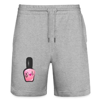 rosa Nagellack im Graffiti Stil mit Herz - Stanley/Stella Unisex Bio Joggingshorts Trainer  - Grau meliert - Vorne - Nik (191cm) & Marisol (170cm)