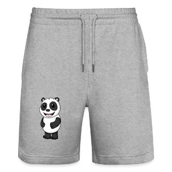 Panda Ours Mignon - Short de jogging bio TRAINER Stanley/Stella unisexe - gris chiné - Devant - Nik (191cm) & Marisol (170cm)