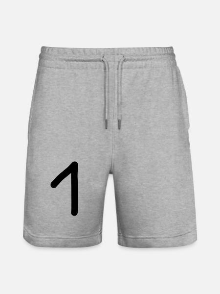 1 Number One Number Black Birthday - Stanley/Stella Trainer Unisex Organic Jogging Shorts - heather grey
