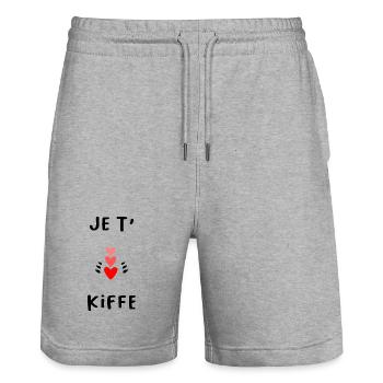 VALENTINE'S DAY. Bachelorette party. I LOVE YOU. I LOVE YOU. LOVE - Stanley/Stella Trainer Unisex Organic Jogging Shorts - heather grey - Front - Nik (191cm) & Marisol (170cm)