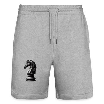 Black and white chess piece - Stanley/Stella Trainer Unisex Organic Jogging Shorts - heather grey - Front - Nik (191cm) & Marisol (170cm)