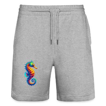 Seahorse - Stanley/Stella Trainer Unisex Organic Jogging Shorts - heather grey - Front - Nik (191cm) & Marisol (170cm)