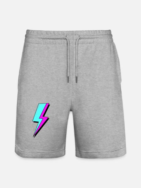 Psychedelic Neon Lightning - Stanley/Stella Trainer Unisex Organic Jogging Shorts - heather grey
