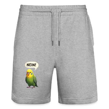 Wellensittich Vogel NEIN - Stanley/Stella Unisex Bio Joggingshorts Trainer  - Grau meliert - Vorne - Nik (191cm) & Marisol (170cm)