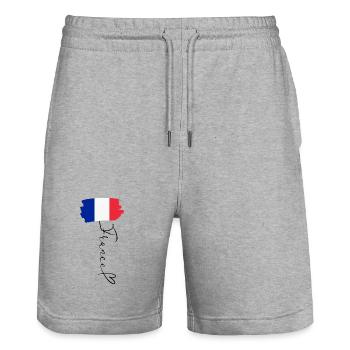 Drapeau France Fierté Régionale Identité Nationale - Short de jogging bio TRAINER Stanley/Stella unisexe - gris chiné - Devant - Nik (191cm) & Marisol (170cm)