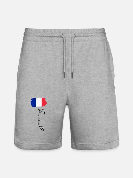 Flag France Regional Pride National Identity - Stanley/Stella Trainer Unisex Organic Jogging Shorts - heather grey