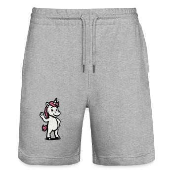 Ondulation Licorne Vintage Bande dessinée - Short de jogging bio TRAINER Stanley/Stella unisexe - gris chiné - Devant - Nik (191cm) & Marisol (170cm)