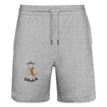volleyball - Stanley/Stella Trainer Unisex Organic Jogging Shorts - heather grey - Front - Nik (191cm) & Marisol (170cm)