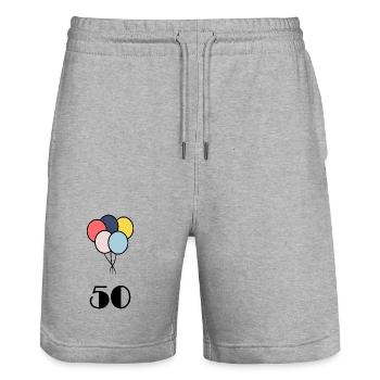 50. 50 JAHRE. 50-JÄHRIGES JUBILÄUM. 50-JÄHRIGES JUBILÄUM. - Stanley/Stella Unisex Bio Joggingshorts Trainer  - Grau meliert - Vorne - Nik (191cm) & Marisol (170cm)