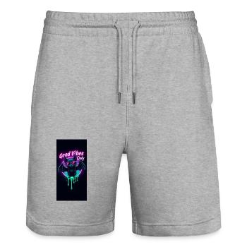 Neon Bat - Stanley/Stella Unisex Bio Joggingshorts Trainer  - Grau meliert - Vorne - Nik (191cm) & Marisol (170cm)