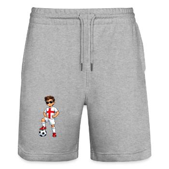 Fußball Junge England Fan Englische Flagge - Stanley/Stella Unisex Bio Joggingshorts Trainer  - Grau meliert - Vorne - Nik (191cm) & Marisol (170cm)
