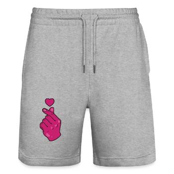 Kpop Musique coréenne Doigts roses mignons Amour - Short de jogging bio TRAINER Stanley/Stella unisexe - gris chiné - Devant - Nik (191cm) & Marisol (170cm)