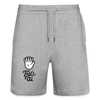 Handwritten “That’s AI” with 6 finger - Stanley/Stella Trainer Unisex Organic Jogging Shorts - heather grey - Front - Nik (191cm) & Marisol (170cm)