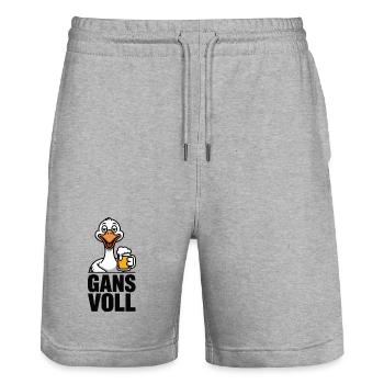 Vatertag Shirt Gans Voll Bier Herrentag Geschenk - Stanley/Stella Unisex Bio Joggingshorts Trainer  - Grau meliert - Vorne - Nik (191cm) & Marisol (170cm)