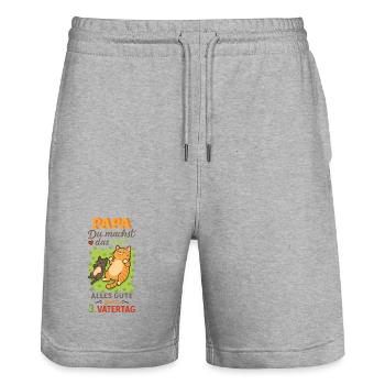3. Vatertag - Papa Du machst das toll - Stanley/Stella Unisex Bio Joggingshorts Trainer  - Grau meliert - Vorne - Nik (191cm) & Marisol (170cm)