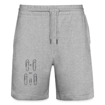 Family-Papierclip-Muster Duo Trio - Stanley/Stella Unisex Bio Joggingshorts Trainer  - Grau meliert - Vorne - Nik (191cm) & Marisol (170cm)