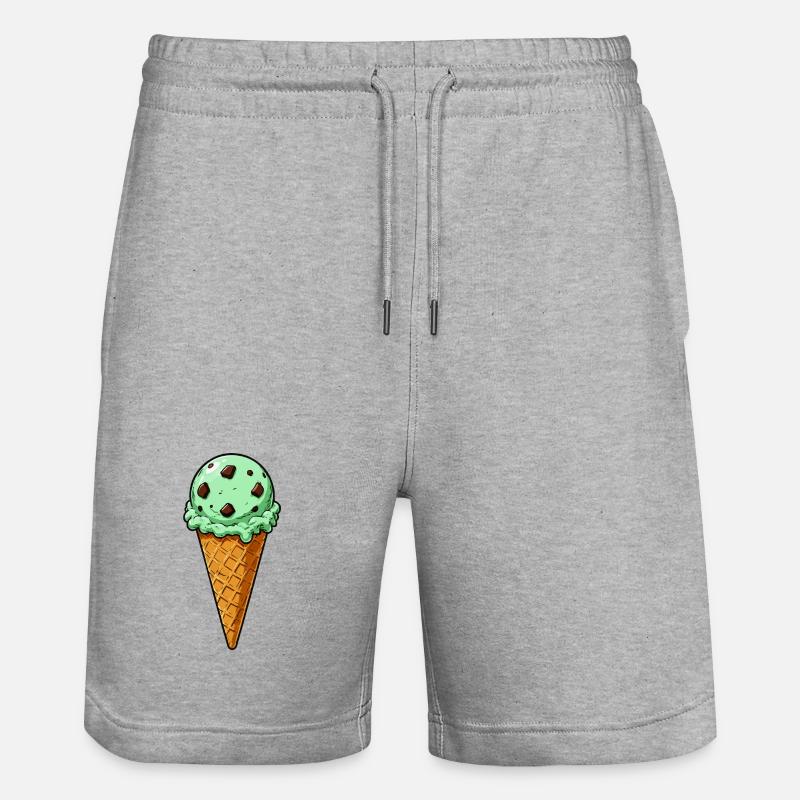 Minz Schoko Eis Kugel - Stanley/Stella Unisex Bio Joggingshorts Trainer  - Grau meliert