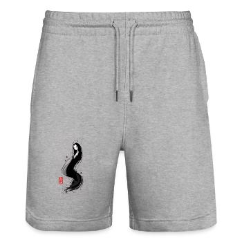 Onryō Tintenlady – Weibliche Yokai Sumi-e - Stanley/Stella Unisex Bio Joggingshorts Trainer  - Grau meliert - Vorne - Nik (191cm) & Marisol (170cm)