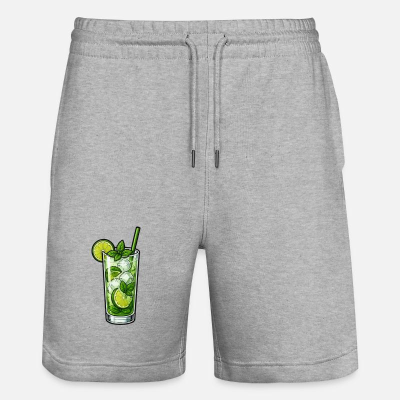Mint Lime Mojito Illustration - Stanley/Stella Trainer Unisex Organic Jogging Shorts - heather grey