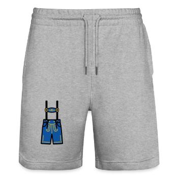 Lederhose Bayern Tracht Volksfest Biergarten - Stanley/Stella Unisex Bio Joggingshorts Trainer  - Grau meliert - Vorne - Nik (191cm) & Marisol (170cm)