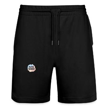 Pride Month - Stanley/Stella Trainer Unisex Organic Jogging Shorts - black - Front - Nik (191cm) & Marisol (170cm)