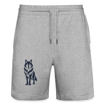 Wolfsnacht Silhouette - Stanley/Stella Unisex Bio Joggingshorts Trainer  - Grau meliert - Vorne - Nik (191cm) & Marisol (170cm)