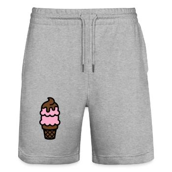 Eiswaffel Eiscreme Icon - Stanley/Stella Trainer Unisex Organic Jogging Shorts - heather grey - Front - Nik (191cm) & Marisol (170cm)