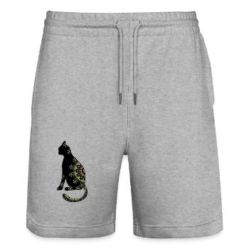 cat - Stanley/Stella Trainer Unisex Organic Jogging Shorts - heather grey - Front - Nik (191cm) & Marisol (170cm)