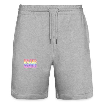 Pas de thé, pas de teinte, pas de limonade rose (mèmes RPDR) - Short de jogging bio TRAINER Stanley/Stella unisexe - gris chiné - Devant - Nik (191cm) & Marisol (170cm)