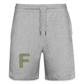 Colorful Heart F Design – Unique & Stylish! - Stanley/Stella Trainer Unisex Organic Jogging Shorts - heather grey - Front - Nik (191cm) & Marisol (170cm)