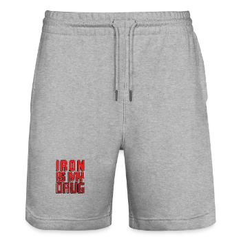 Iron is my drug 2 - Stanley/Stella Unisex Bio Joggingshorts Trainer  - Grau meliert - Vorne - Nik (191cm) & Marisol (170cm)