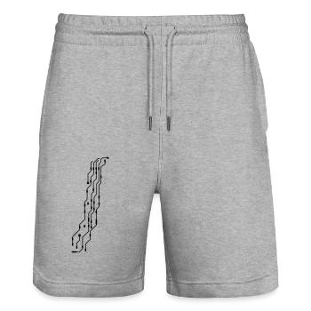 prozessor geek design cool cpu leitungen draht ver - Stanley/Stella Unisex Bio Joggingshorts Trainer  - Grau meliert - Vorne - Nik (191cm) & Marisol (170cm)