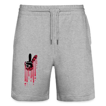 Blood Drops Paix - Short de jogging bio TRAINER Stanley/Stella unisexe - gris chiné - Devant - Nik (191cm) & Marisol (170cm)
