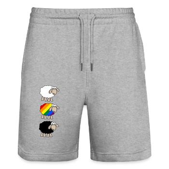 Regenbogen Schaf - Stanley/Stella Unisex Bio Joggingshorts Trainer  - Grau meliert - Vorne - Nik (191cm) & Marisol (170cm)