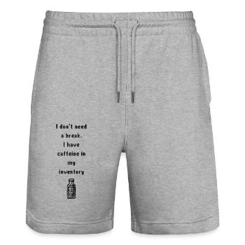 Café Gaming Gamer Coffee Drinker Geek cadeau - Short de jogging bio TRAINER Stanley/Stella unisexe - gris chiné - Devant - Nik (191cm) & Marisol (170cm)