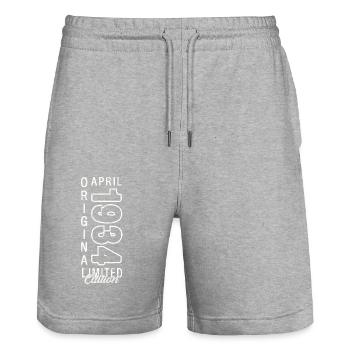90e anniversaire mari Original avril Vintage 1934 - Short de jogging bio TRAINER Stanley/Stella unisexe - gris chiné - Devant - Nik (191cm) & Marisol (170cm)