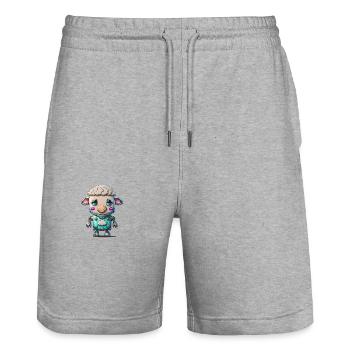 Roboter Schaf - Stanley/Stella Unisex Bio Joggingshorts Trainer  - Grau meliert - Vorne - Nik (191cm) & Marisol (170cm)