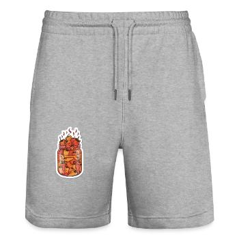 Chilli-Hot - Stanley/Stella Unisex Bio Joggingshorts Trainer  - Grau meliert - Vorne - Nik (191cm) & Marisol (170cm)