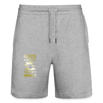 Greece Party Crew - Stanley/Stella Trainer Unisex Organic Jogging Shorts - heather grey - Front - Nik (191cm) & Marisol (170cm)