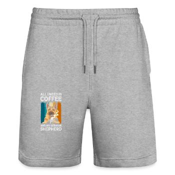 Chien, chien policier, chien de race, chien d’assistance - Short de jogging bio TRAINER Stanley/Stella unisexe - gris chiné - Devant - Nik (191cm) & Marisol (170cm)