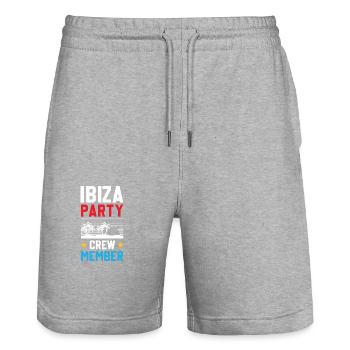 Ibiza Party Crew - Stanley/Stella Trainer Unisex Organic Jogging Shorts - heather grey - Front - Nik (191cm) & Marisol (170cm)