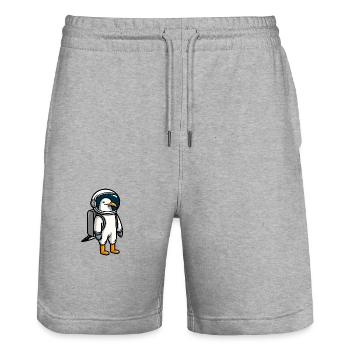 Comic Seagull Profession Astronaut in Space Spacesuit - Stanley/Stella Trainer Unisex Organic Jogging Shorts - heather grey - Front - Nik (191cm) & Marisol (170cm)