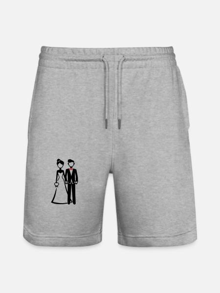 Bride and groom bride - Stanley/Stella Trainer Unisex Organic Jogging Shorts - heather grey